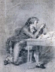 François Buzot (1760-94) betrachtet ein Porträtminiatur von Madame Roland (1754-93)